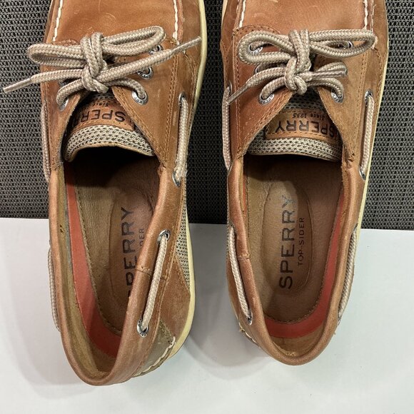 Sperry Top-Sider Mens Leather Boat Shoes 10W Brown Casual Moc Toe Non-Slip Sole - Picture 5 of 9